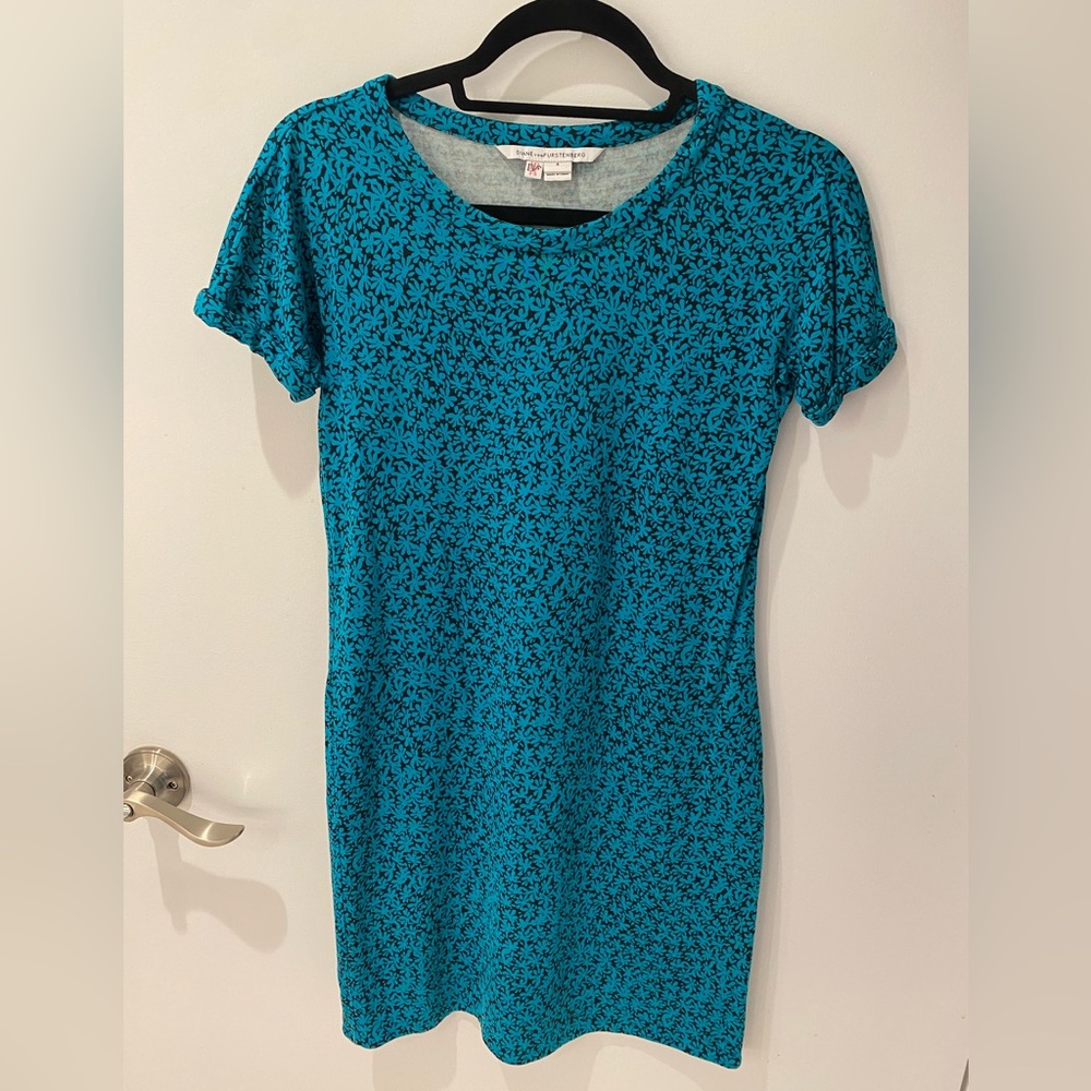 Diane Von Furstenberg DVF Beth Vintage dress Meadow teal green dress